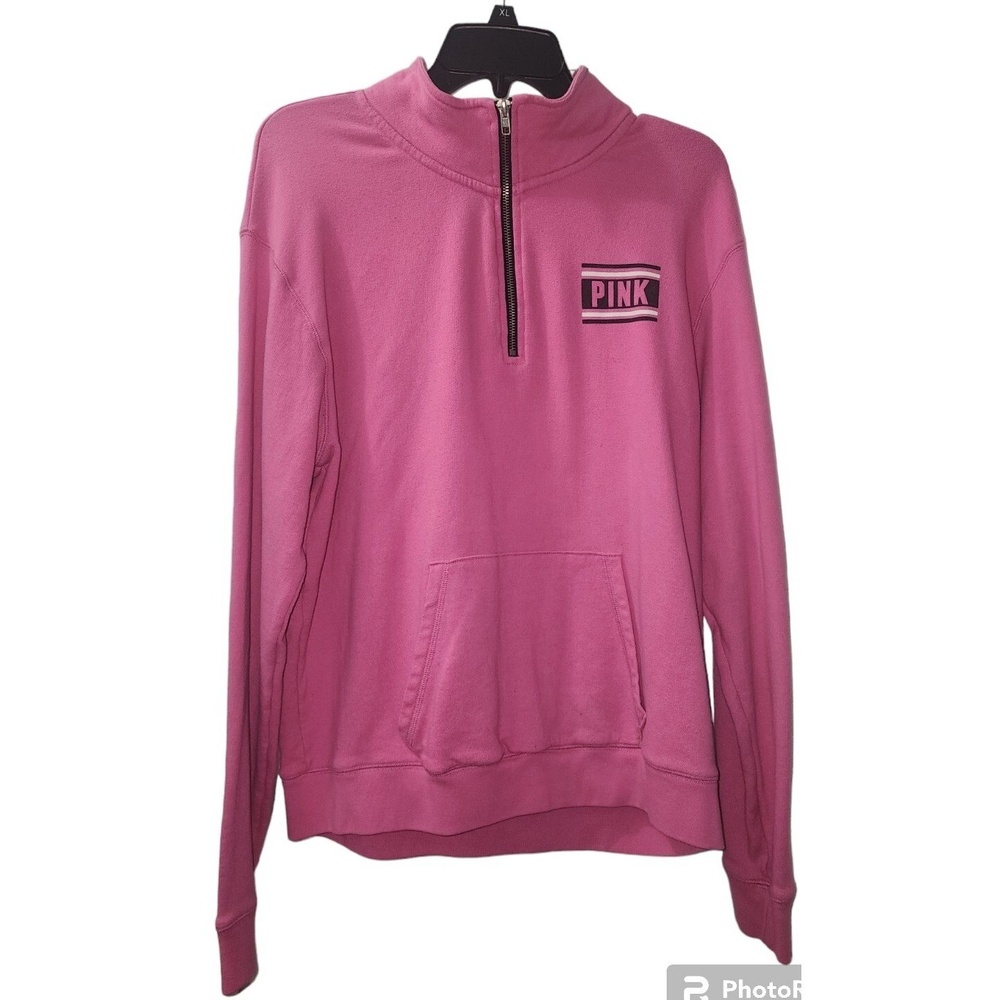 PINK Victoria's‎ Secret Pullover Sweatshirt Quarter Zip Pouch Pocket L